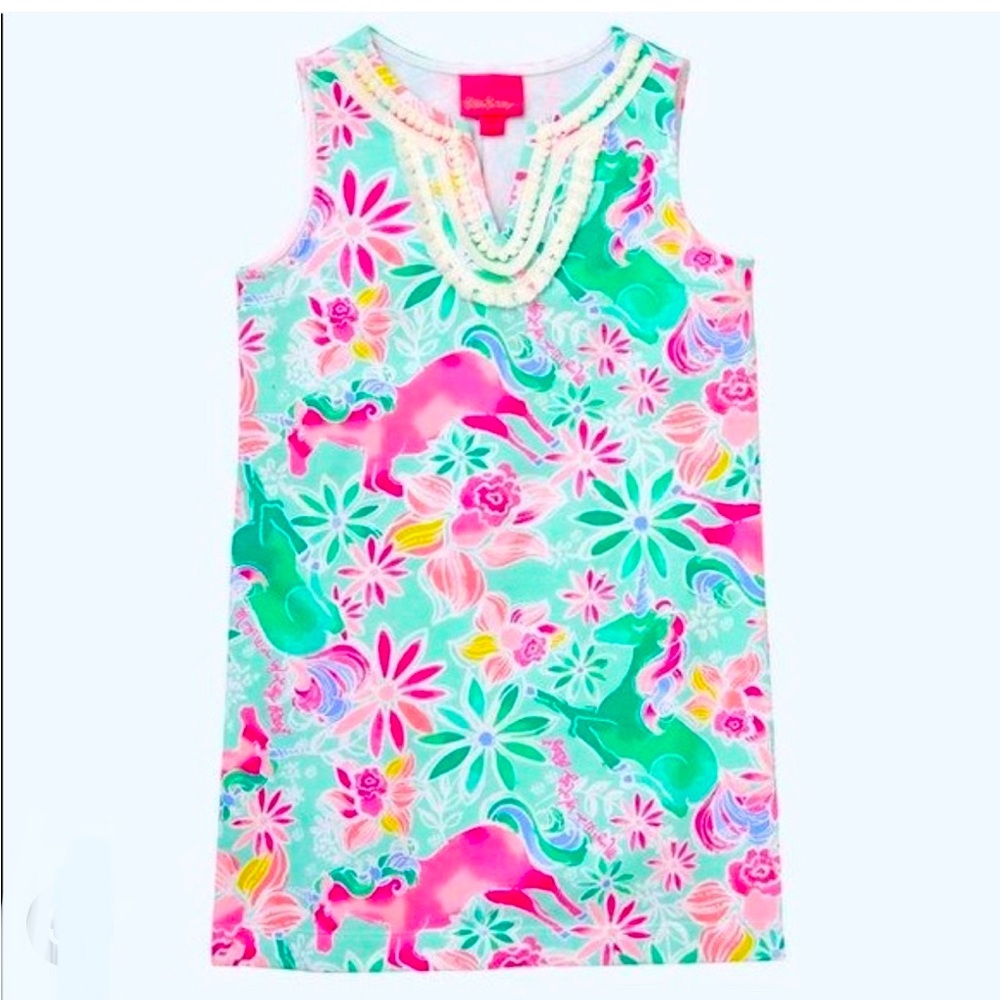 Lilly Pulitzer Mary’s wish unicorn print dress, size L 8-10, worn once.